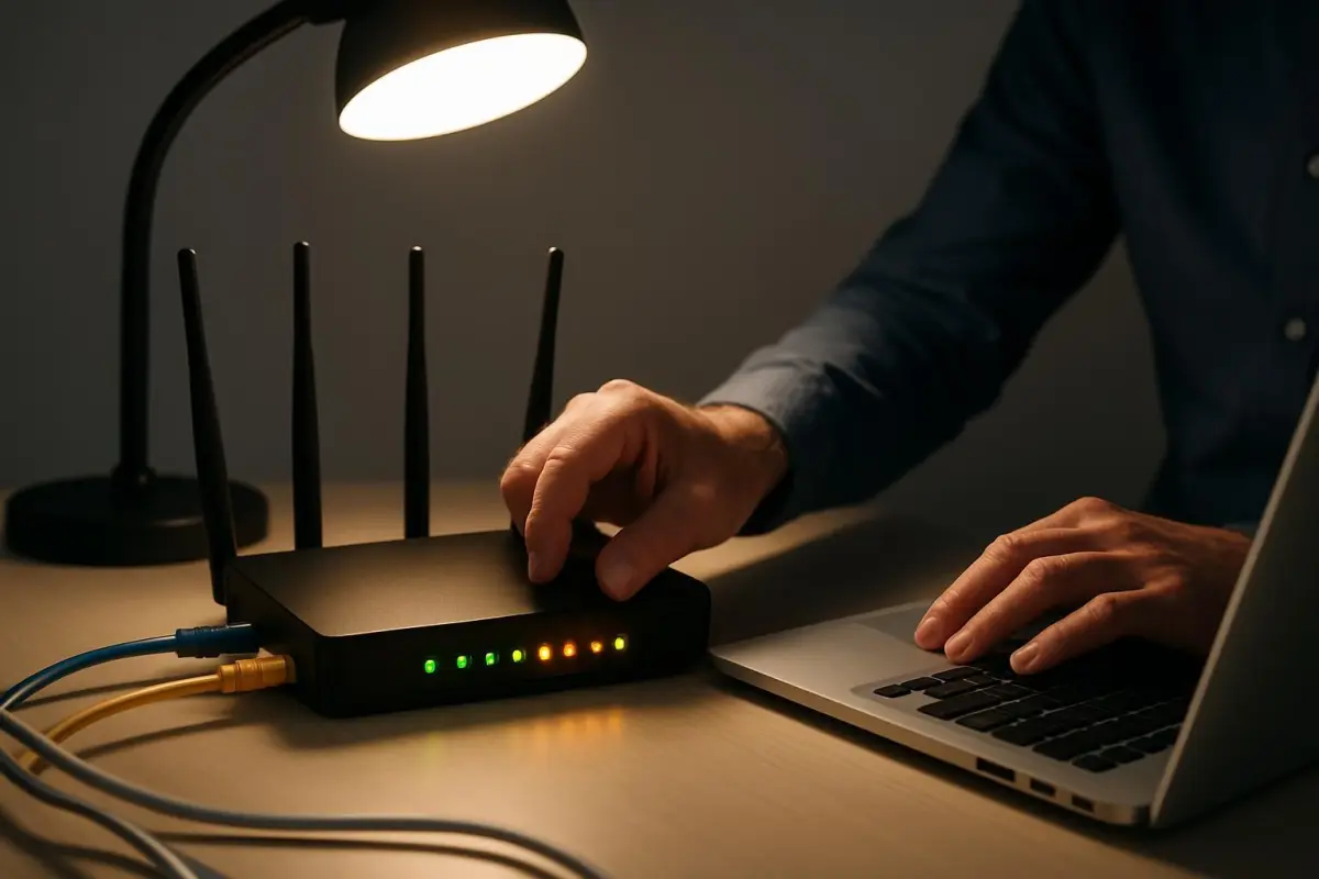 Technicus stelt instellingen van de router in