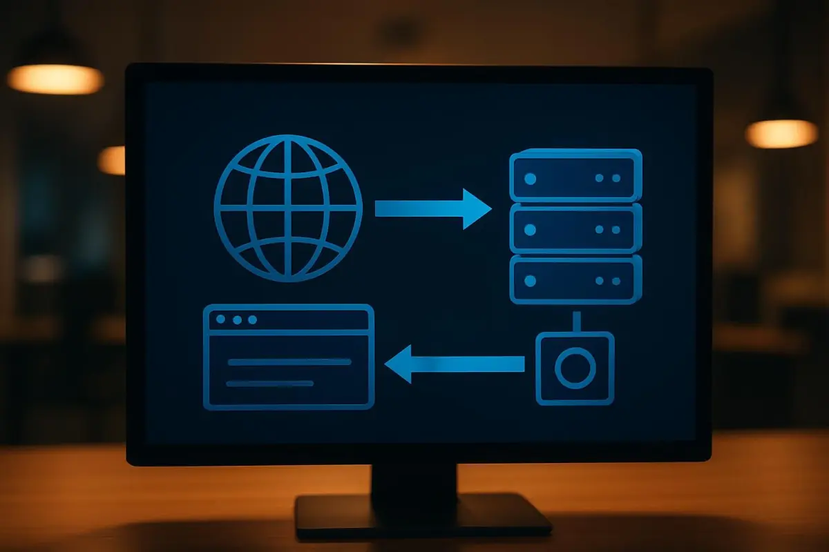 Weergave van een DNS-queryproces op een computer