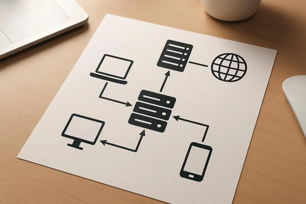 Netwerkdiagram van DNS-servers en clients