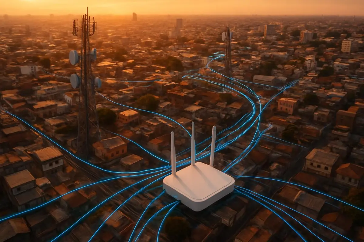 Luchtfoto van internetinfrastructuur in de stad
