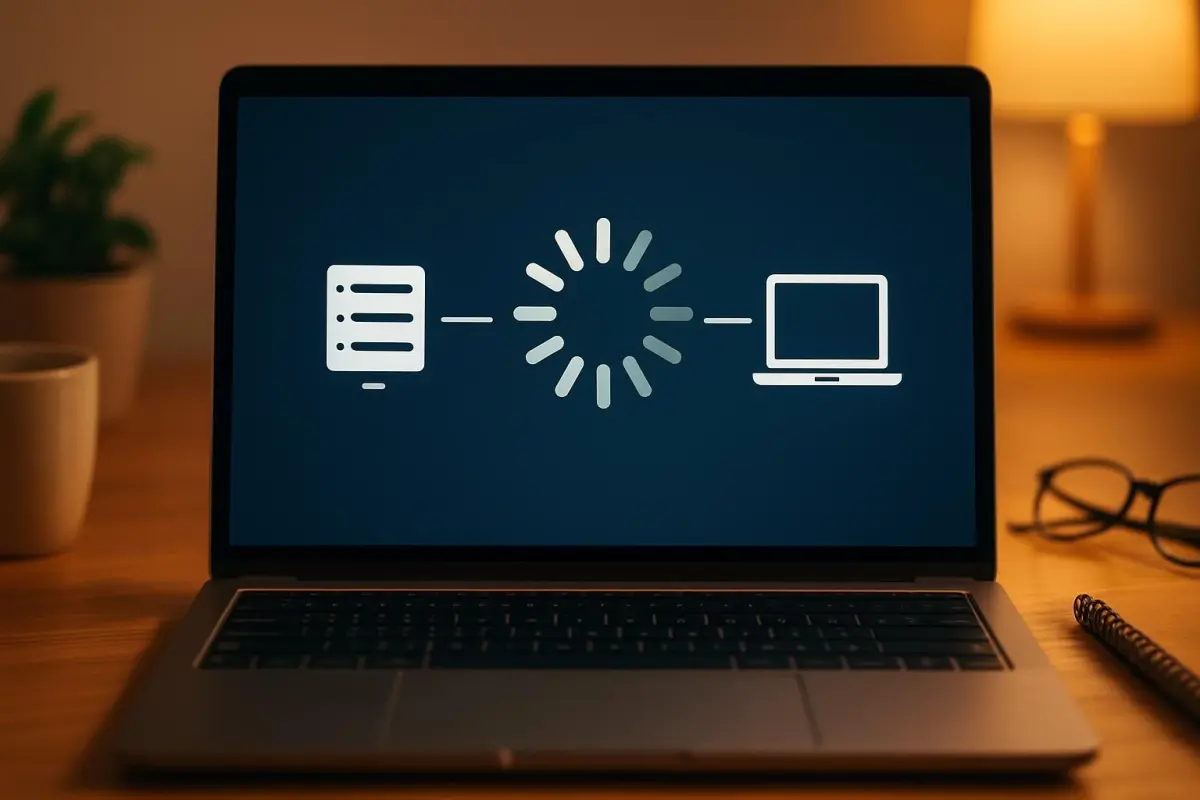 Laptop interface interactie met een server
