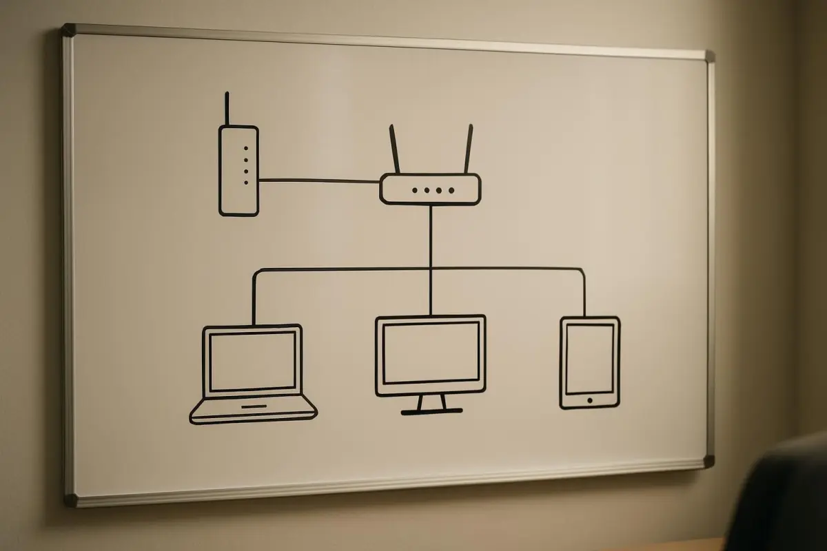 Thuisnetwerkdiagram op het whiteboard
